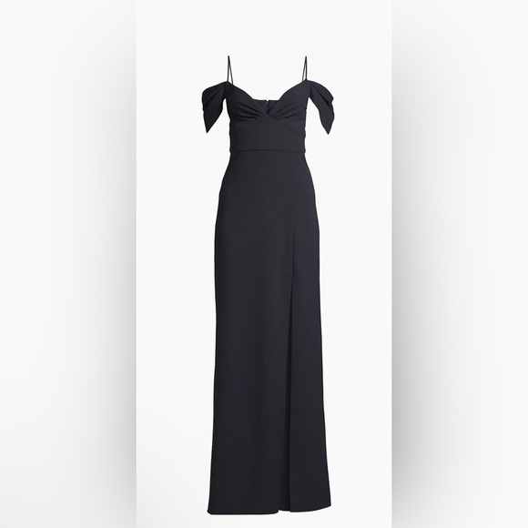 Sachin & Babi Brittany Stretch Crepe Cold-Shoulder Gown. Navy. NWT! - Picture 1 of 5